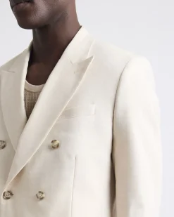 Tailored-Fit Double-Breasted Linen Suit Blazer