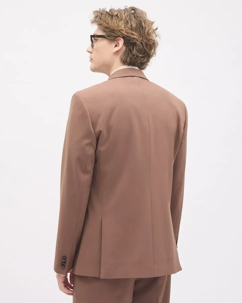 Tailored-Fit Double-Breasted Terracotta Suit Blazer