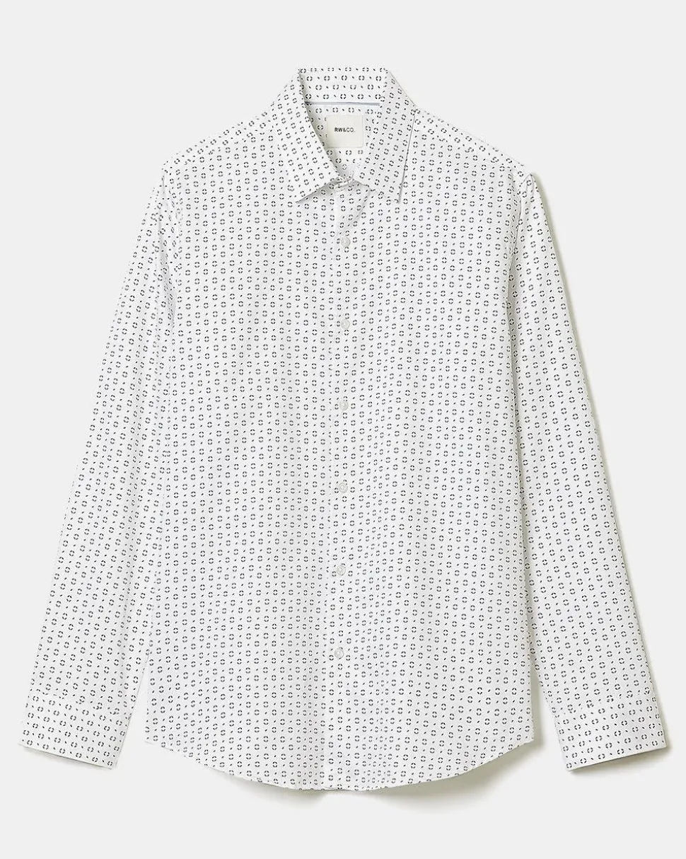 Tailored-Fit Dress Shirt with Petal Pattern