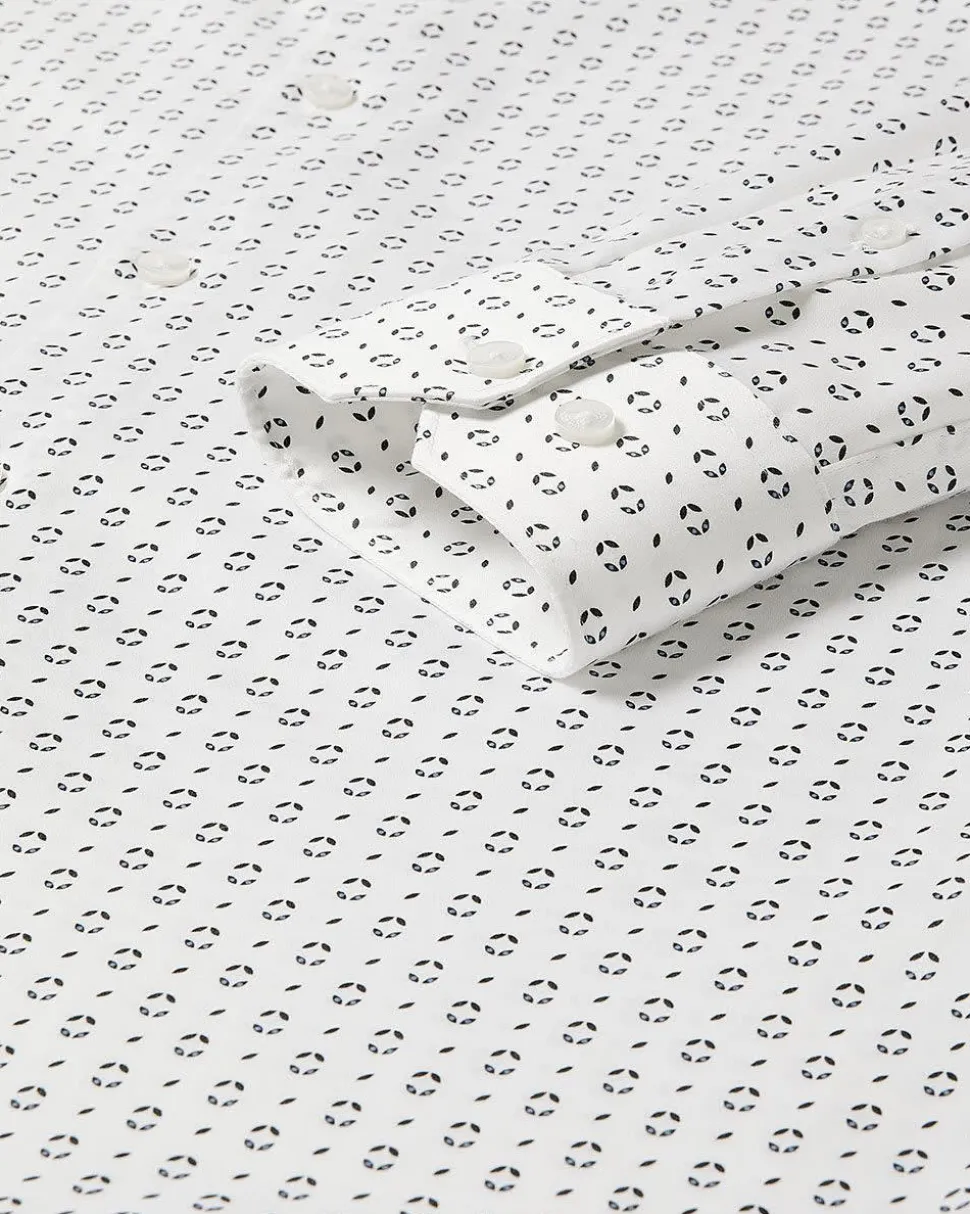 Tailored-Fit Dress Shirt with Petal Pattern