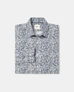 Tailored-Fit Dress Shirt with Blurry Floral Pattern