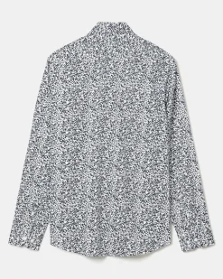 Tailored-Fit Dress Shirt with Blurry Floral Pattern