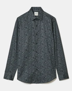 Tailored-Fit Dress Shirt with Tonal Floral Pattern