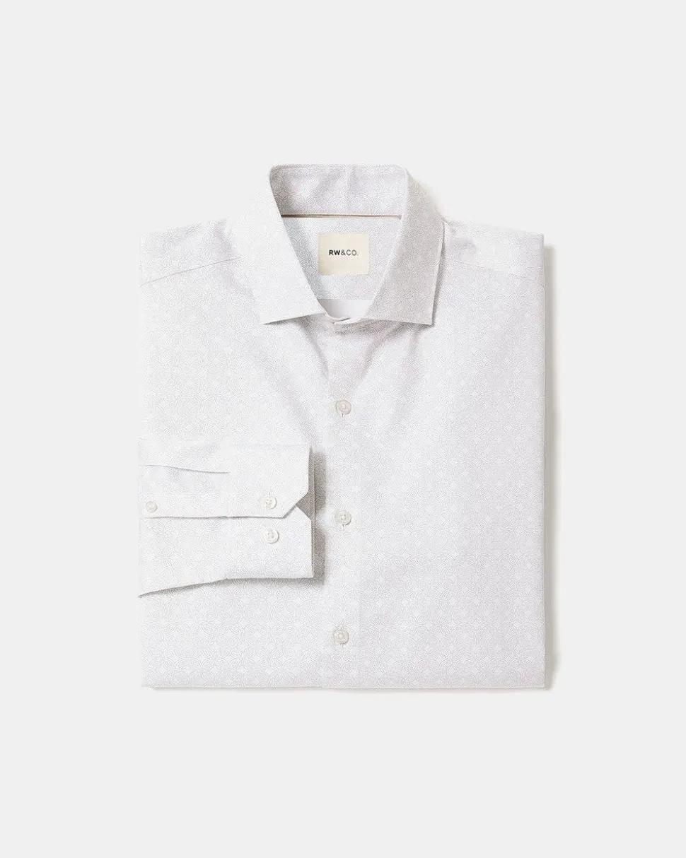 Tailored-Fit Dress Shirt with Micro Geo Print