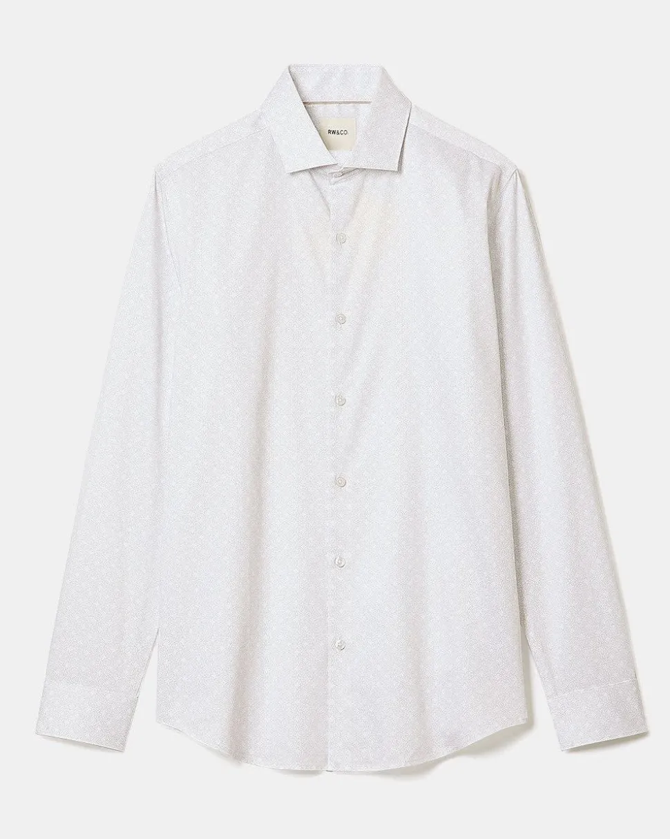 Tailored-Fit Dress Shirt with Micro Geo Print