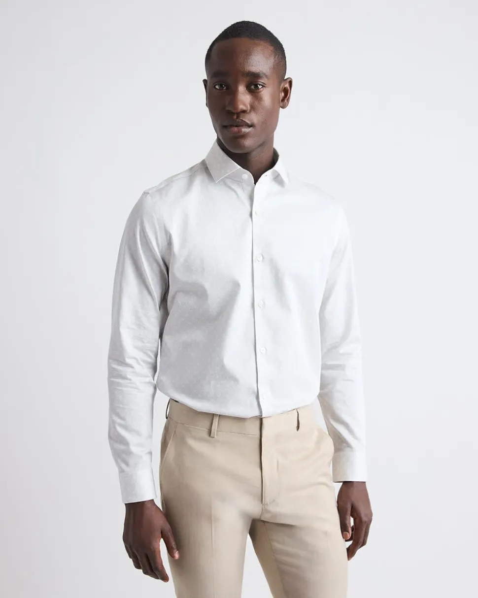 Tailored-Fit Dress Shirt with Micro Geo Print