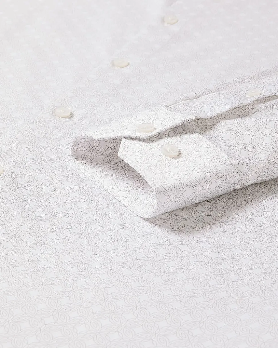 Tailored-Fit Dress Shirt with Micro Geo Print