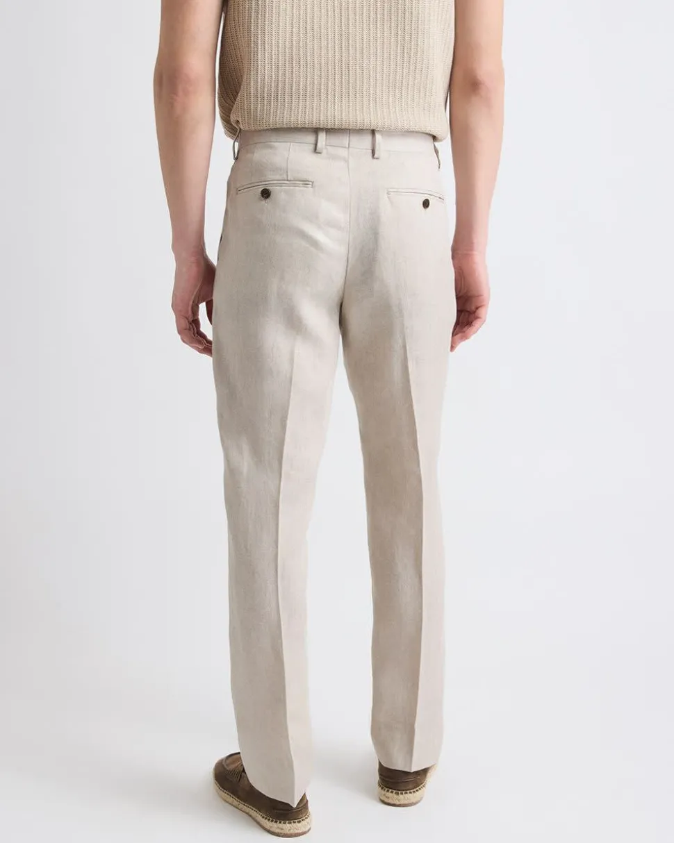 Tailored-Fit Greige Linen Suit Pant