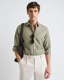 Tailored-Fit Linen Dress Shirt