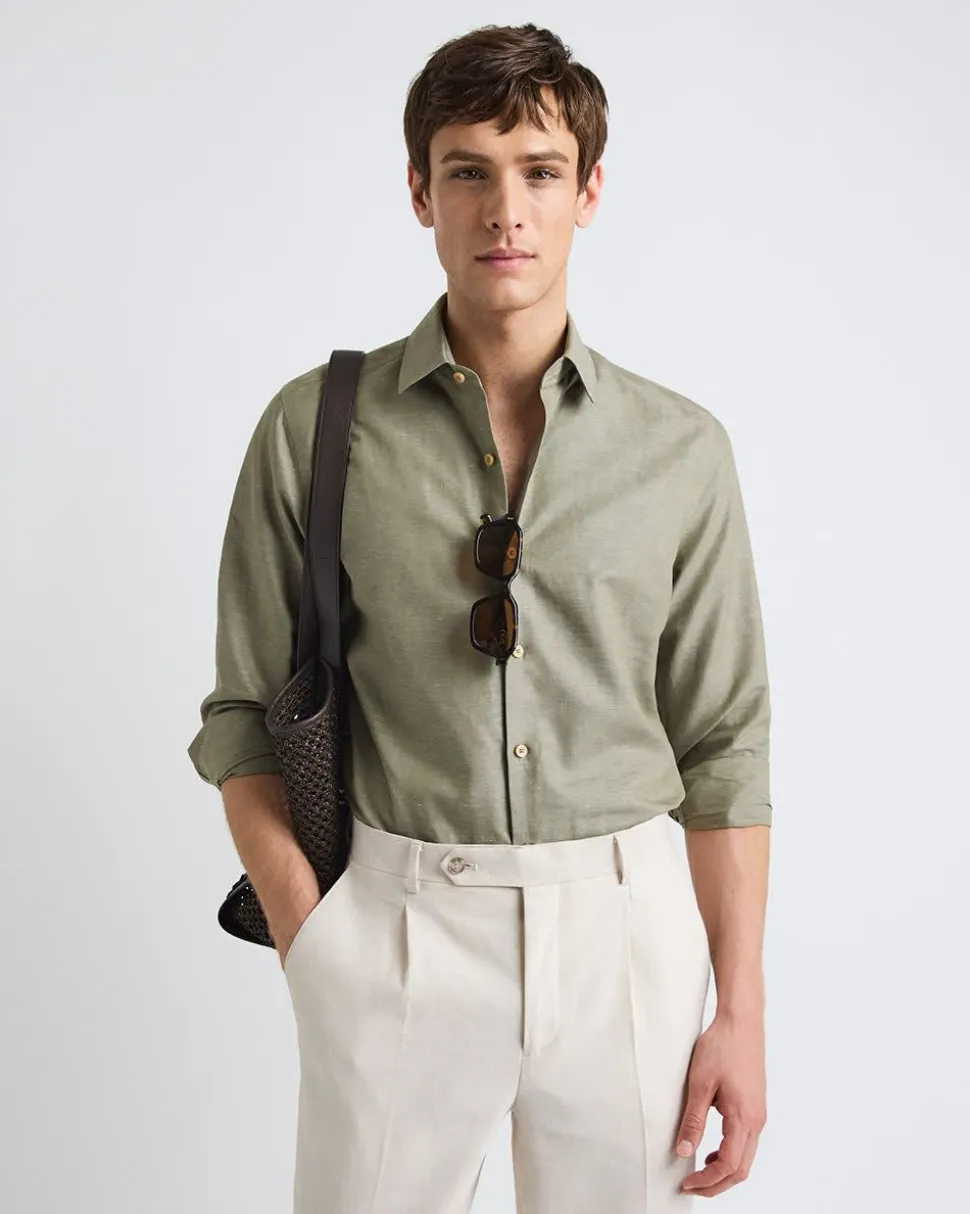 Tailored-Fit Linen Dress Shirt