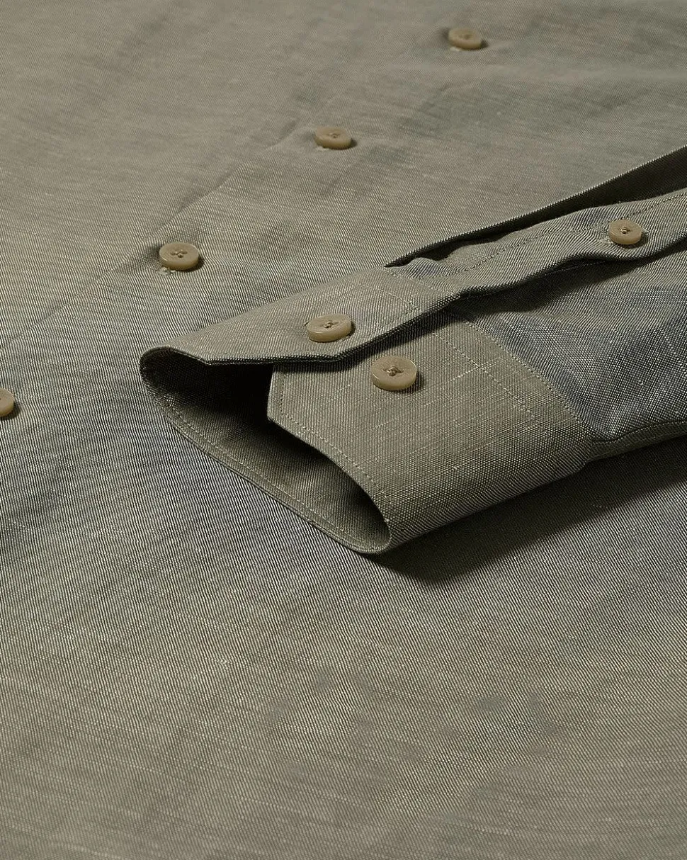 Tailored-Fit Linen Dress Shirt
