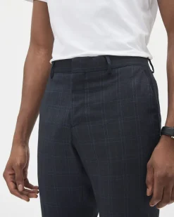 Tailored-Fit Navy Checkered Suit Pant