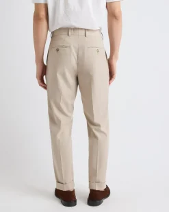 Tapered-Leg Beige Suit Pant