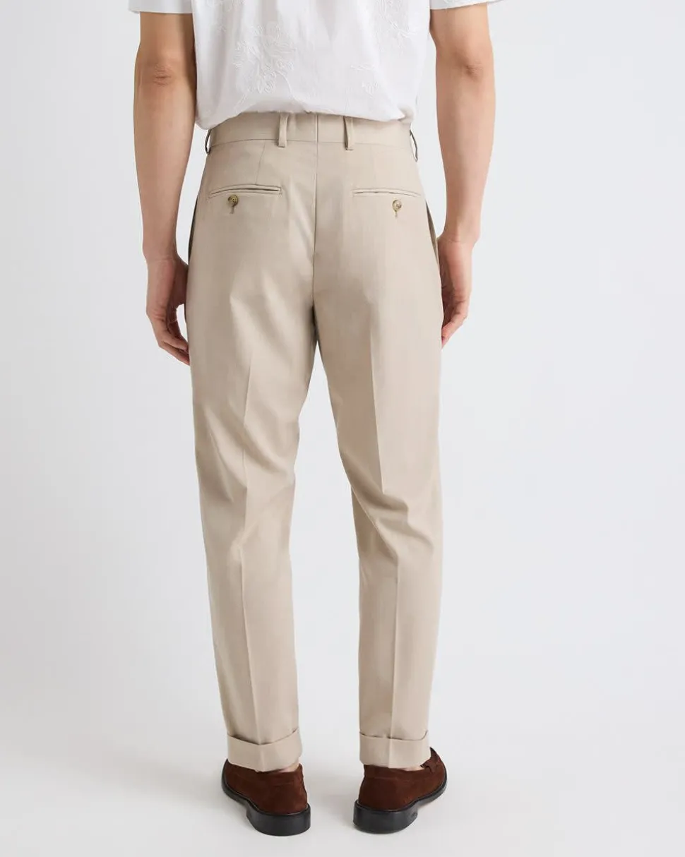 Tapered-Leg Beige Suit Pant