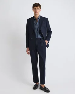 Tapered-Leg Navy Suit Pant