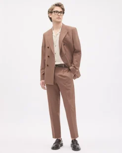 Tapered-Leg Terracotta Suit Pant