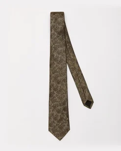 Taupe Skinny Tie with Floral Pattern