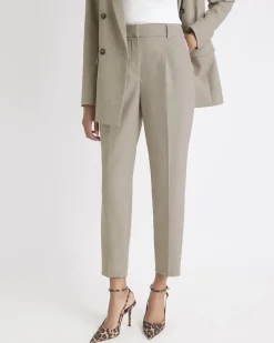 Taupe Tapered-Leg High-Rise Ankle Pant
