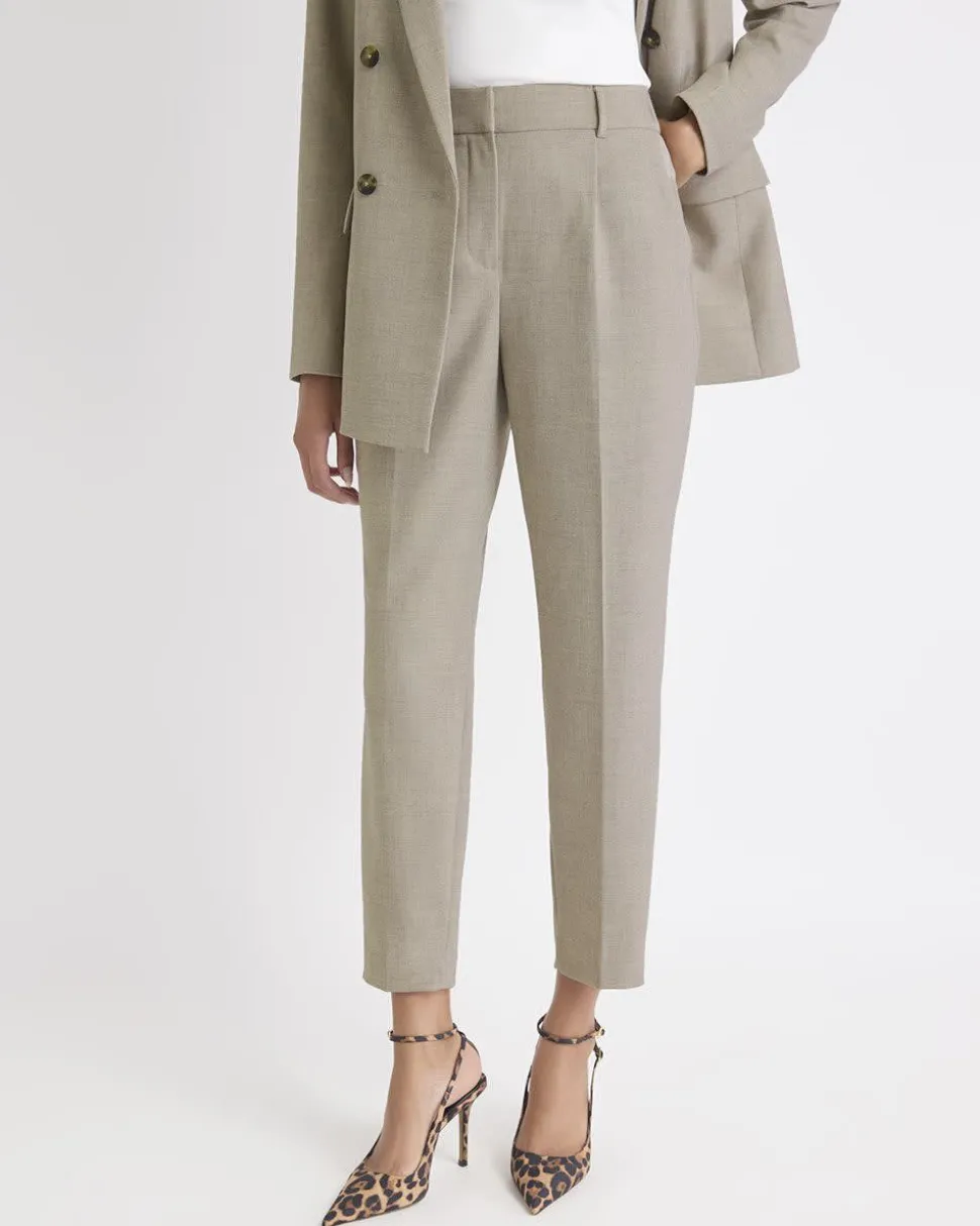 Taupe Tapered-Leg High-Rise Ankle Pant
