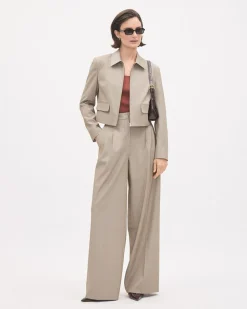 Taupe Wide-Leg High-Rise Pant