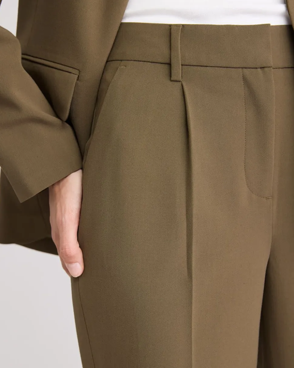Teak Tapered-Leg High-Rise Ankle Pant