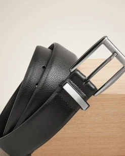 Textured Black Leather Belt