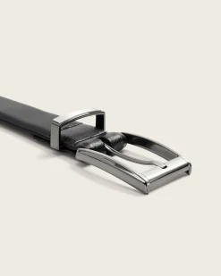 Textured Black Leather Belt