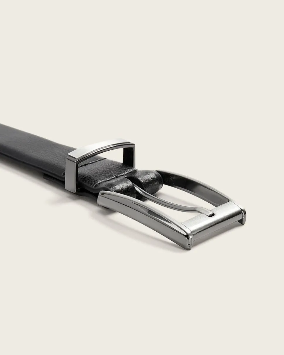 Textured Black Leather Belt