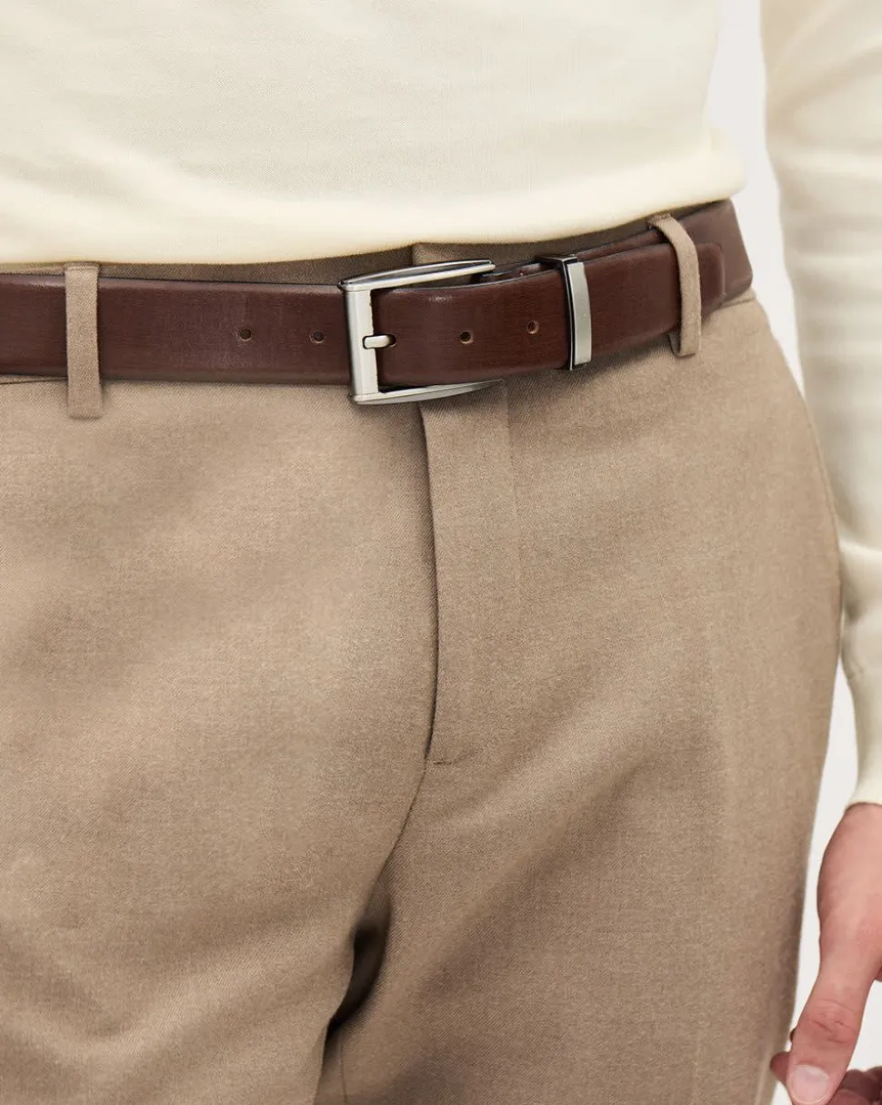 Textured Brown Leather Belt