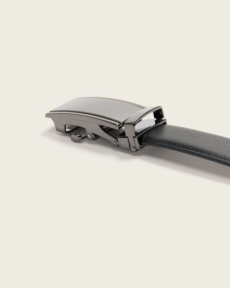 Textured Leather Belt With Automatic Buckle