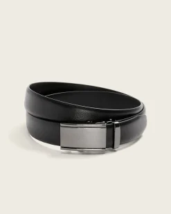 Textured Leather Belt With Automatic Buckle