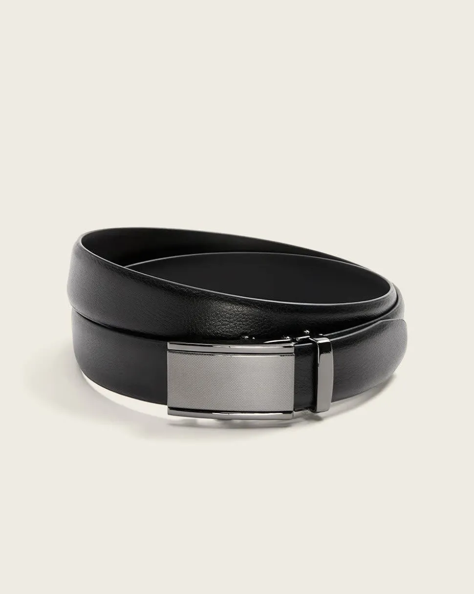Textured Leather Belt With Automatic Buckle