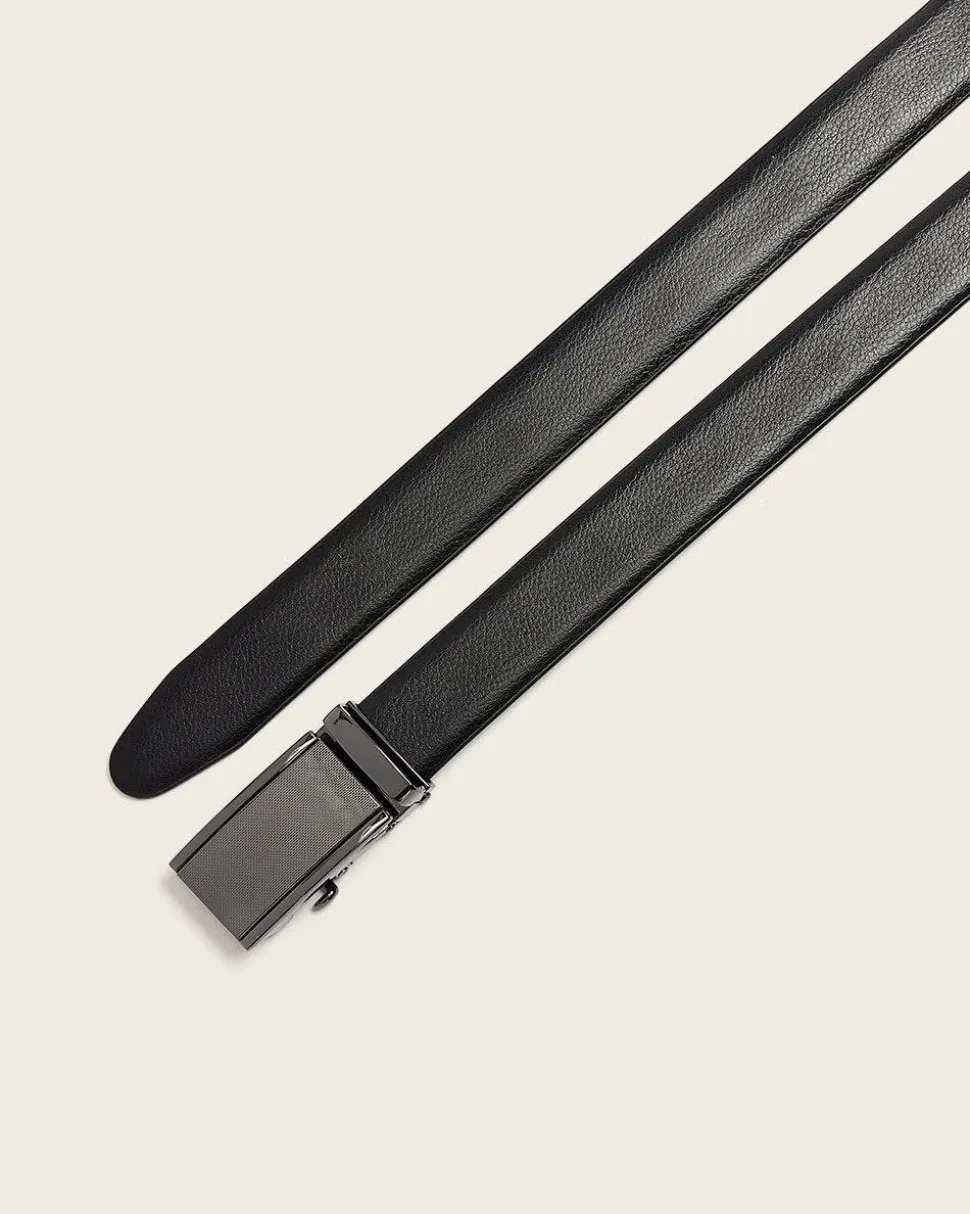 Textured Leather Belt With Automatic Buckle