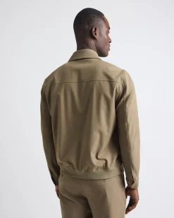 Twill Bomber Jacket with Shirt Collar