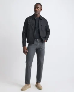 Twill Bomber Jacket with Shirt Collar