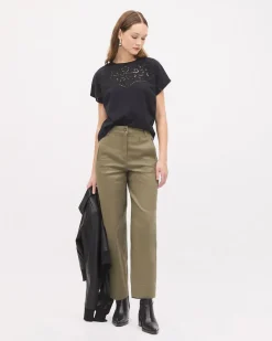 Twill High-Rise Barrel Pant