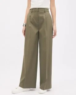 Twill High-Rise Wide-Leg Pant