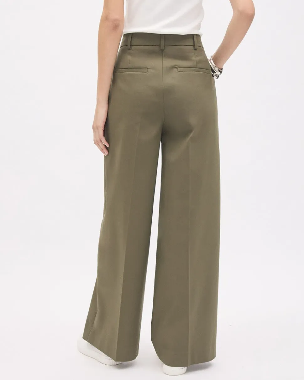 Twill High-Rise Wide-Leg Pant