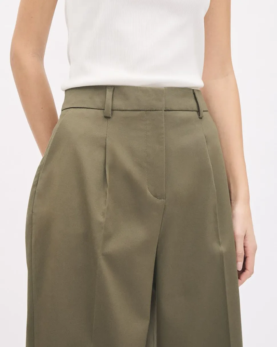 Twill High-Rise Wide-Leg Pant