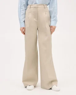 Twill High-Rise Wide-Leg Pant