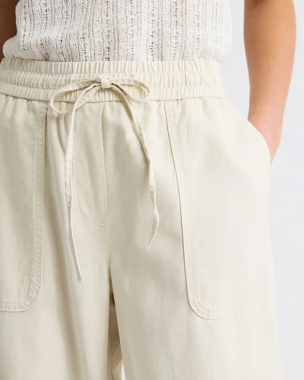 Twill Mid-Rise Wide-Leg Pant