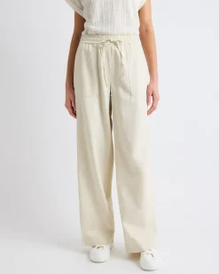 Twill Mid-Rise Wide-Leg Pant