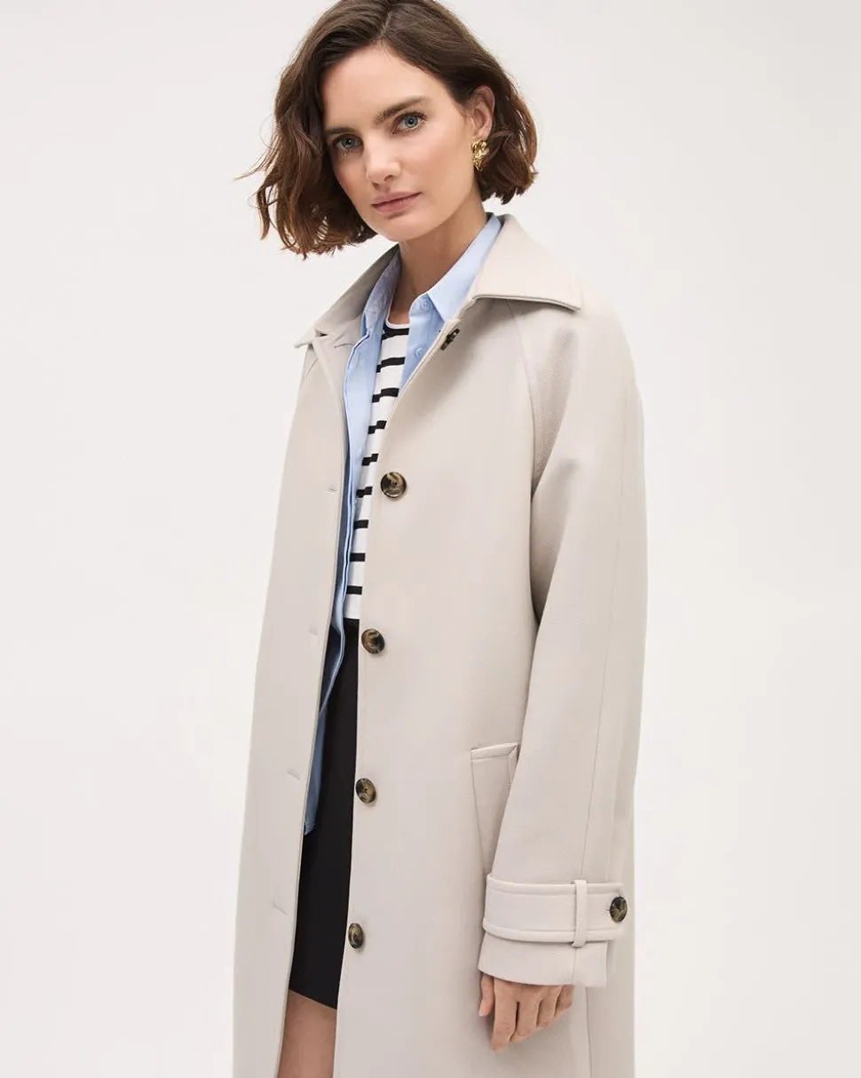 Twill Trench Coat with Shirt Collar