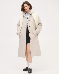 Twill Trench Coat with Shirt Collar