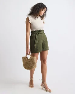 Ultra-High Rise Cotton Shorts with Sash