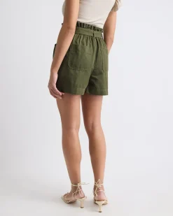 Ultra-High Rise Cotton Shorts with Sash