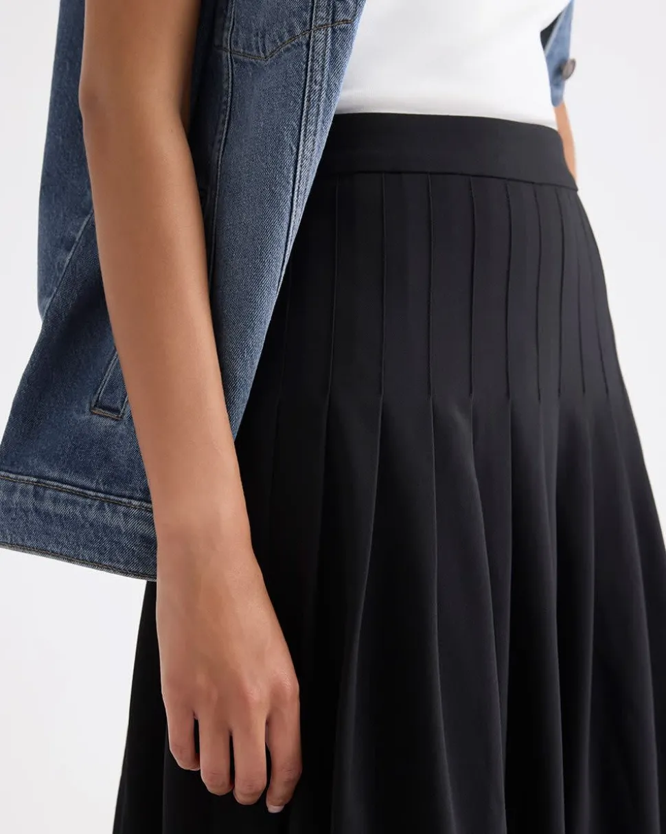 Ultra-High-Rise Twill Midi Skirt