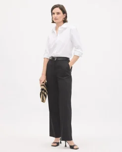 White Long-Sleeve Buttoned-Down Poplin Blouse