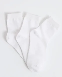 White Ribbed Crew Socks - 3 Pairs