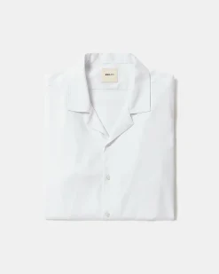 White Short-Sleeve Slim-Fit Knit-Like Dress Shirt